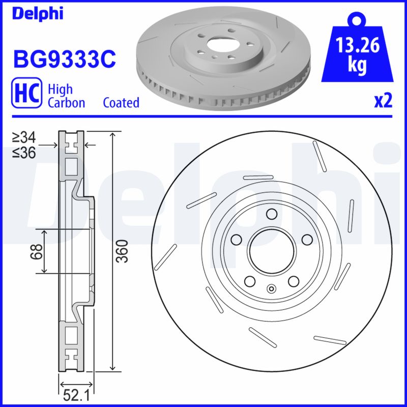 Brake Disc - BG9333C DELPHI