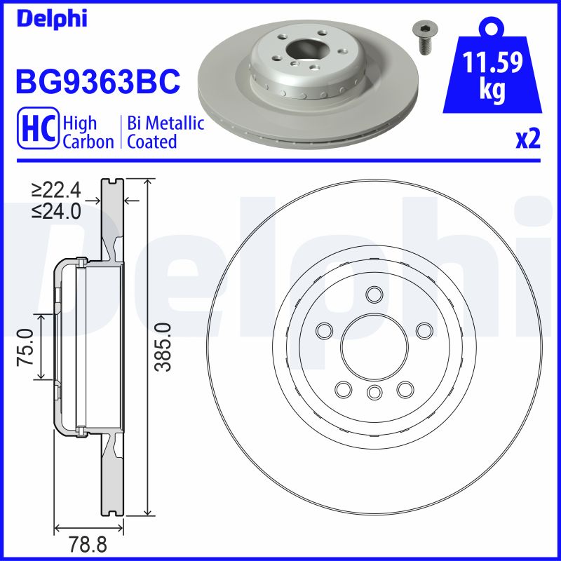 Brake Disc - BG9363BC DELPHI