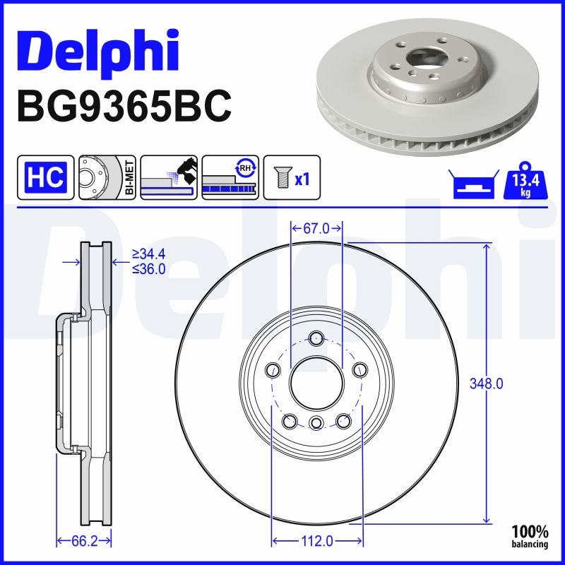 Brake Disc - BG9365BC DELPHI