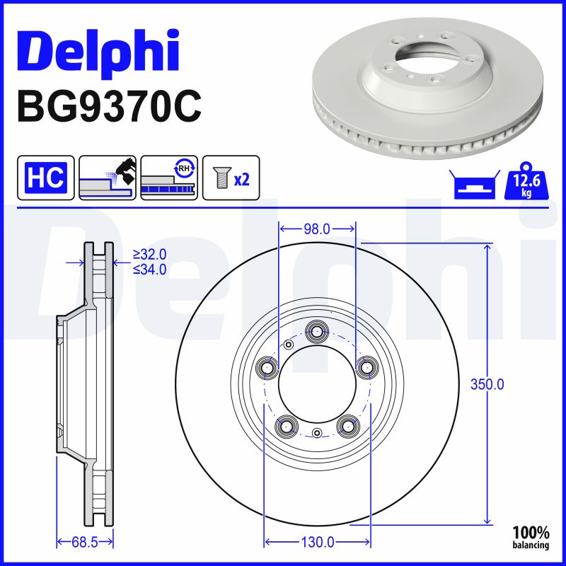 Brake Disc - BG9370C DELPHI