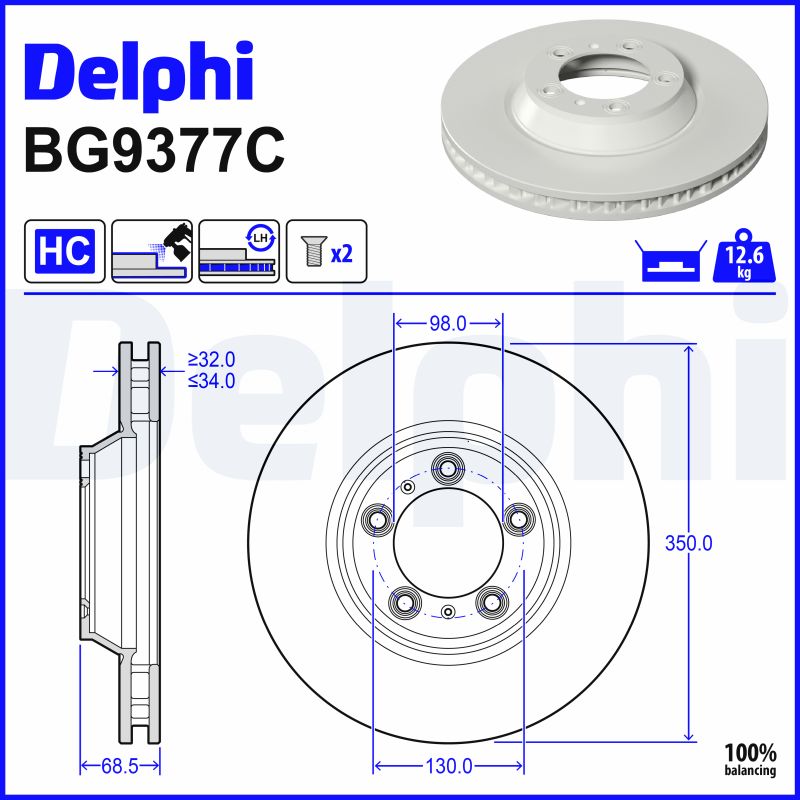 Brake Disc - BG9377C DELPHI