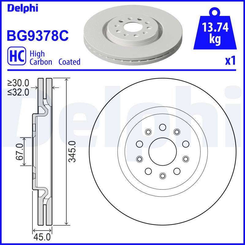 Brake Disc - BG9378C DELPHI