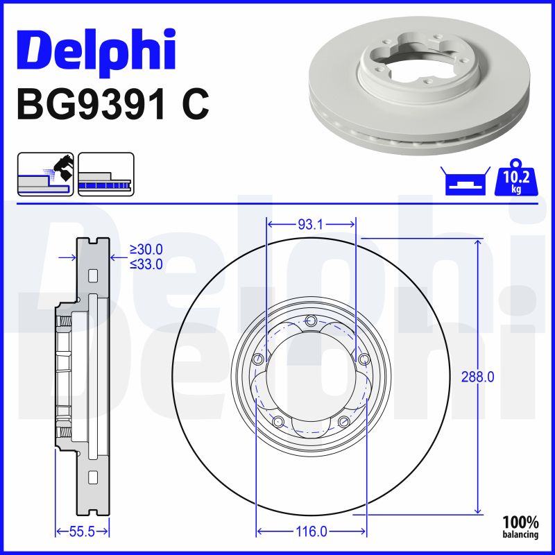 stabdžių diskas - BG9391C DELPHI