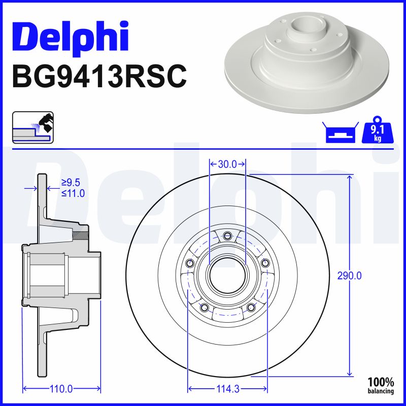 Brake Disc - BG9413RSC DELPHI