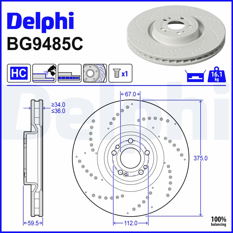 Brake Disc - BG9485C DELPHI