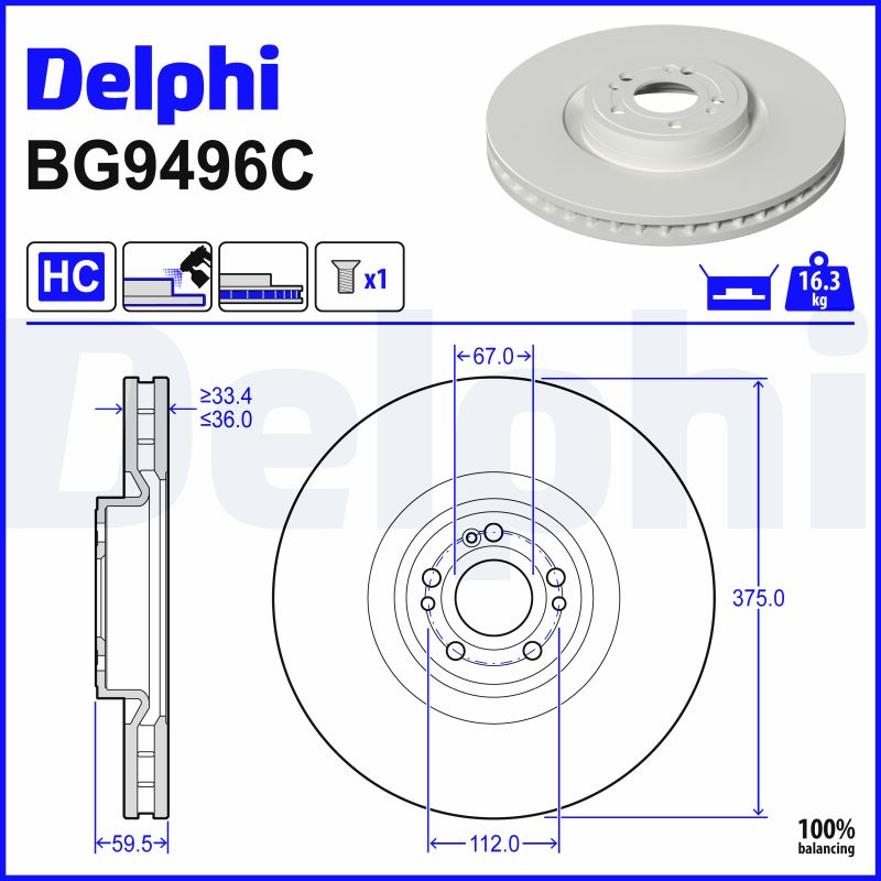 Brake Disc - BG9496C DELPHI