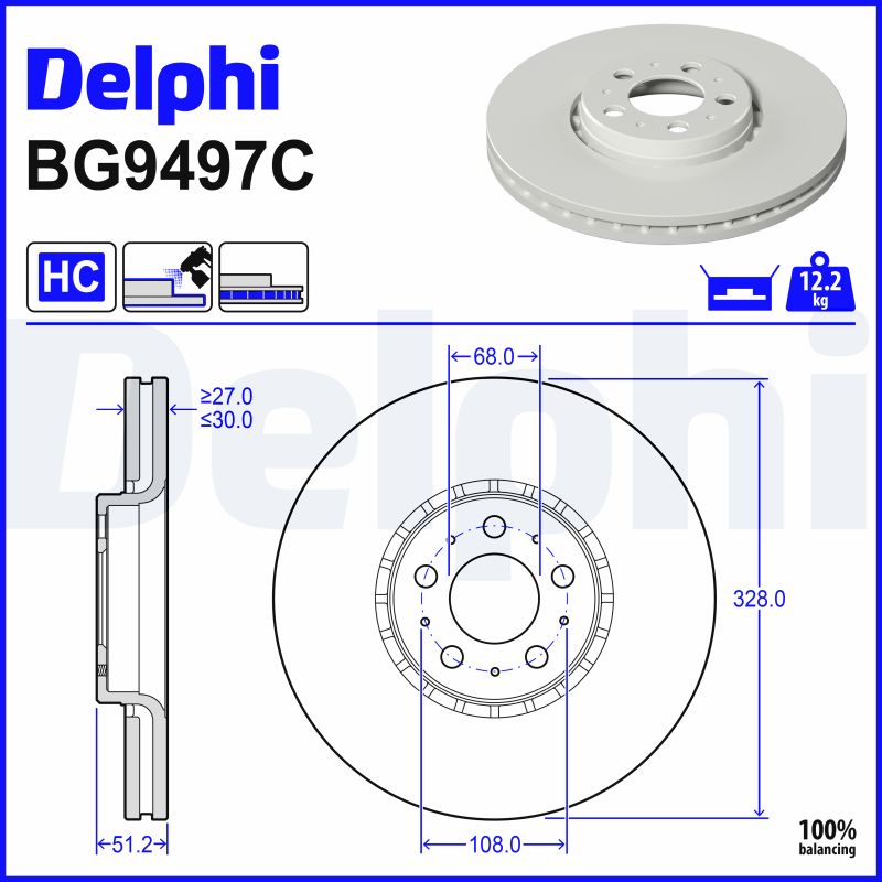 Brake Disc - BG9497C DELPHI