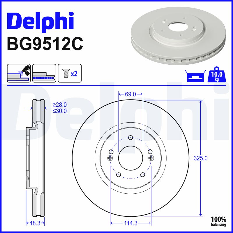 Brake Disc - BG9512C DELPHI
