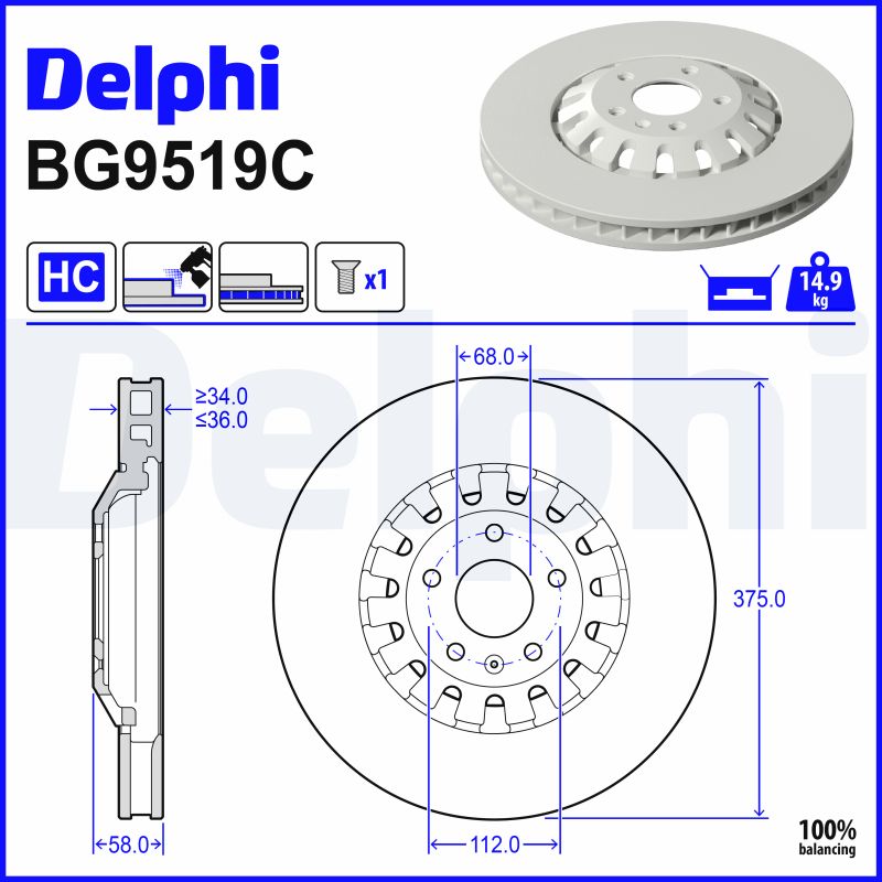 Brake Disc - BG9519C DELPHI