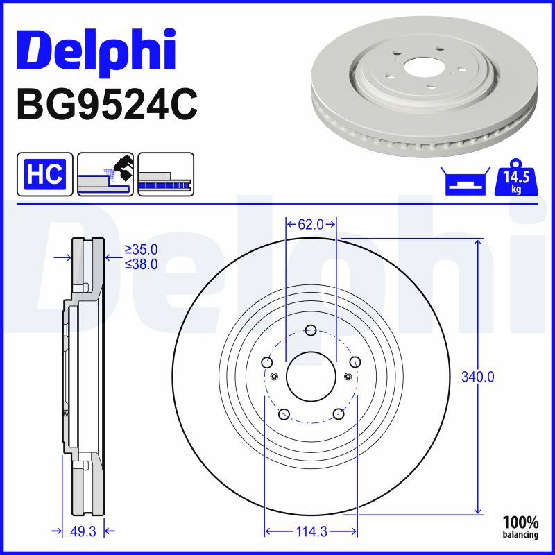 Brake Disc - BG9524C DELPHI