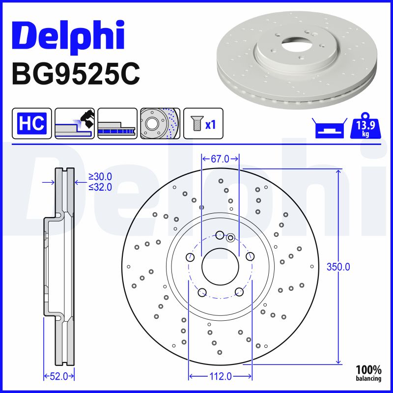 stabdžių diskas - BG9525C DELPHI