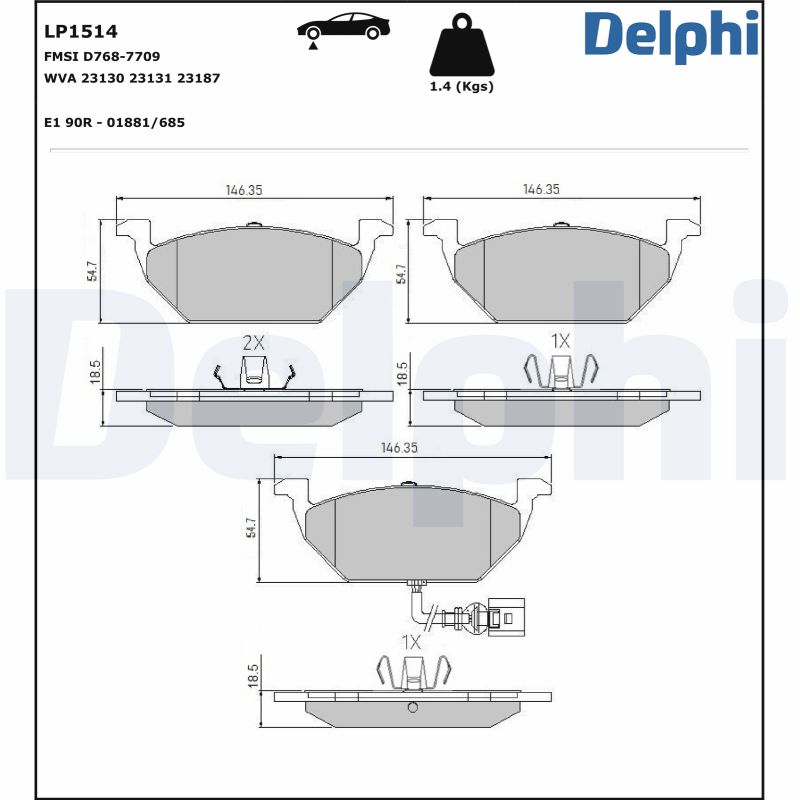 Brake Pad Set, disc brake - LP1514 DELPHI