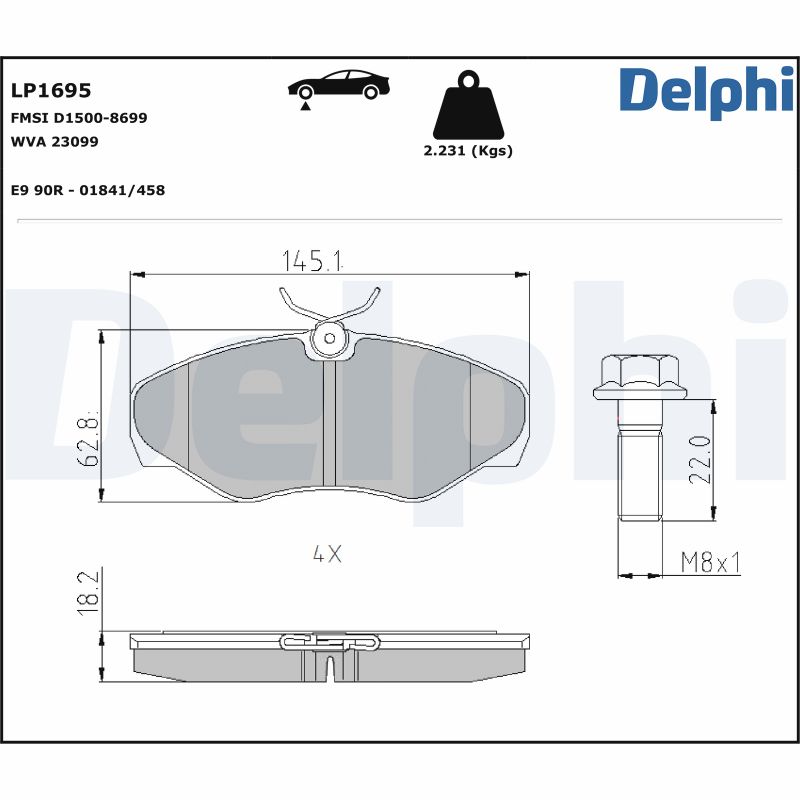 Brake Pad Set, disc brake - LP1695 DELPHI