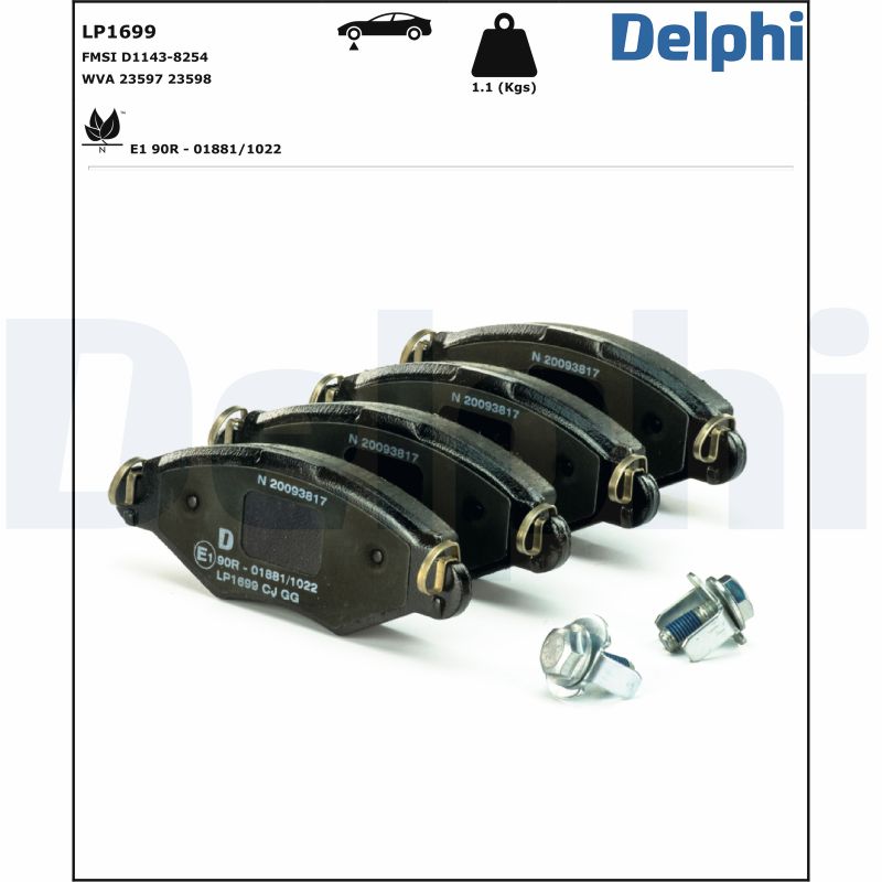 Kit pastiglie freno, Freno a disco - LP1699 DELPHI
