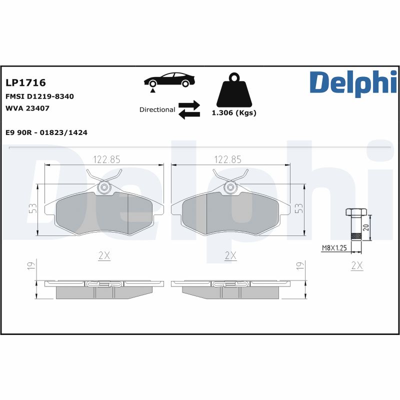 Kit pastiglie freno, Freno a disco - LP1716 DELPHI