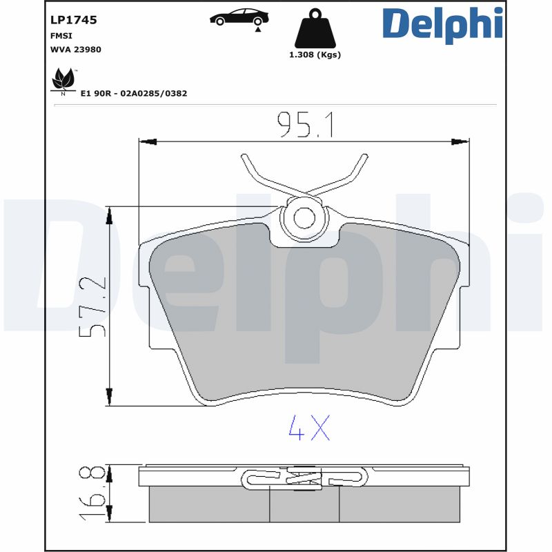 Brake Pad Set, disc brake - LP1745 DELPHI