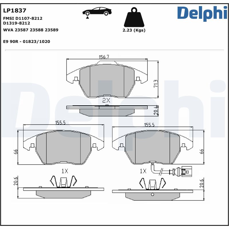 Brake Pad Set, disc brake - LP1837 DELPHI