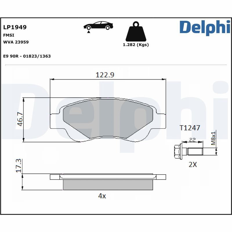 Brake Pad Set, disc brake - LP1949 DELPHI