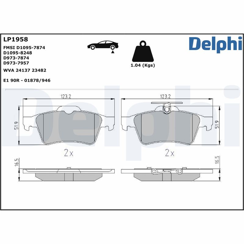 Brake Pad Set, disc brake - LP1958 DELPHI