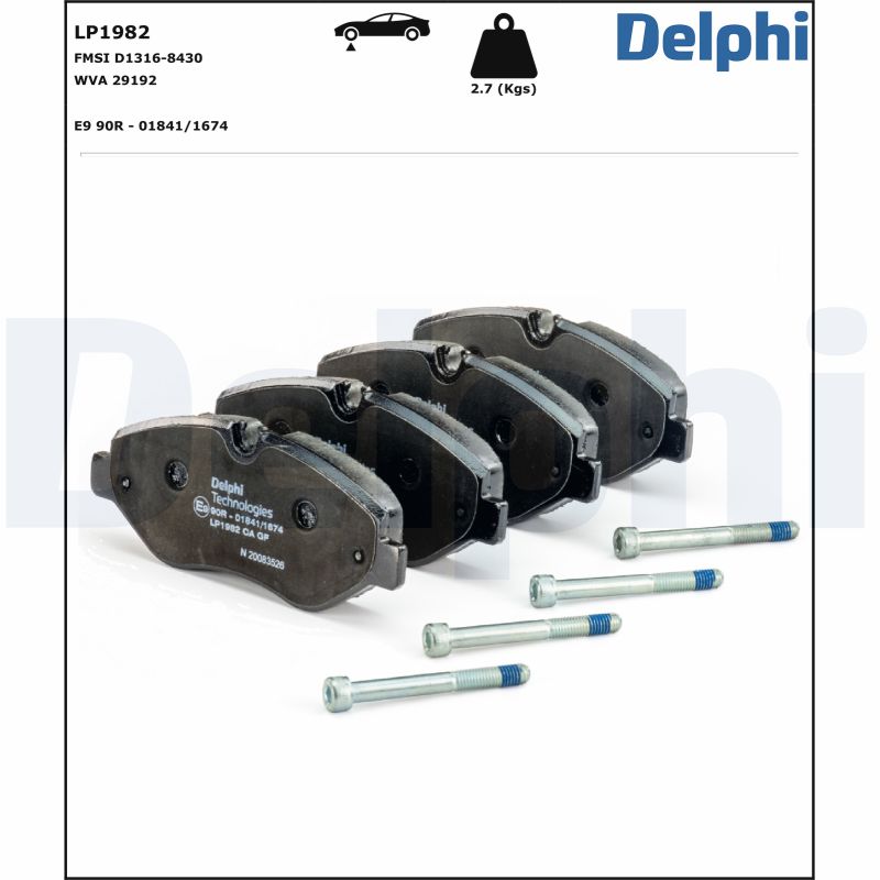 Brake Pad Set, disc brake - LP1982 DELPHI
