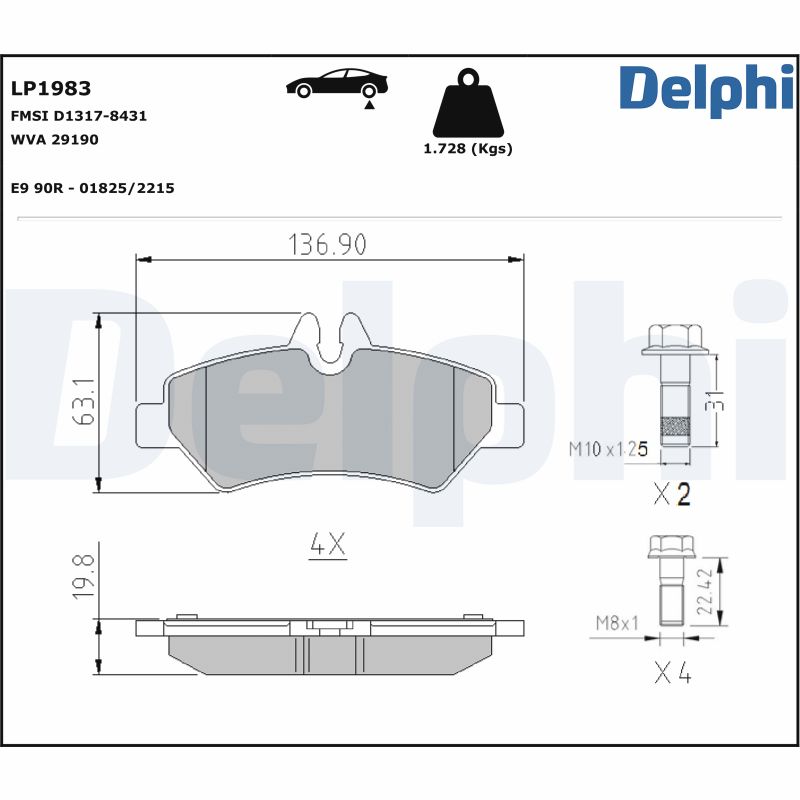 Brake Pad Set, disc brake - LP1983 DELPHI