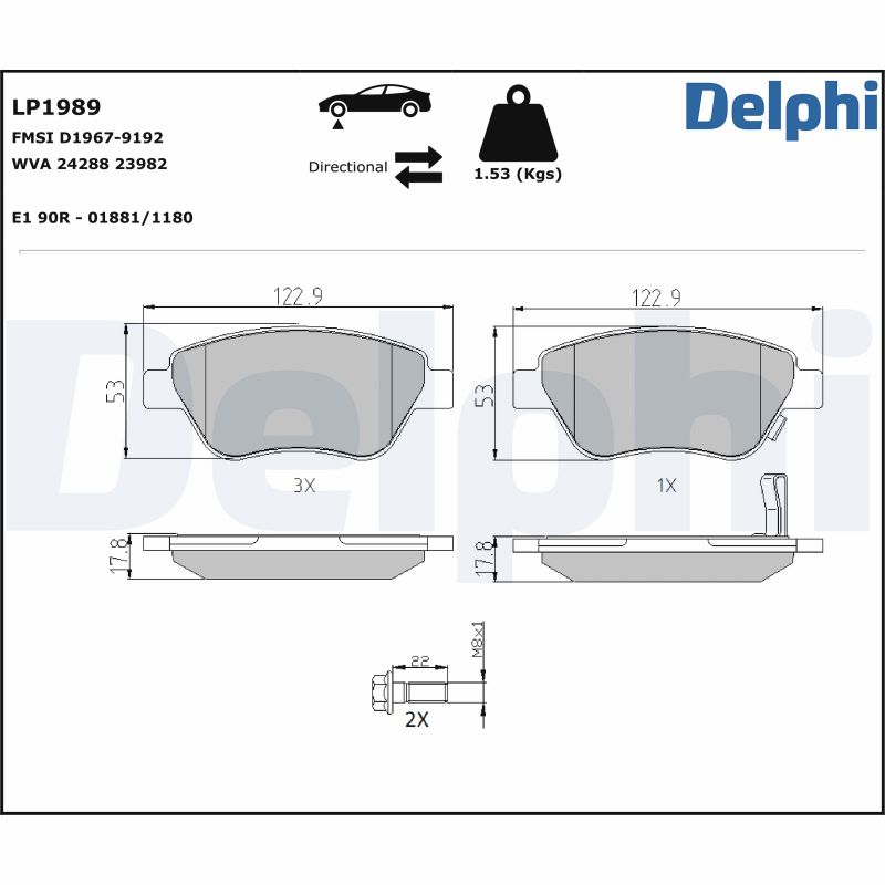 Brake Pad Set, disc brake - LP1989 DELPHI