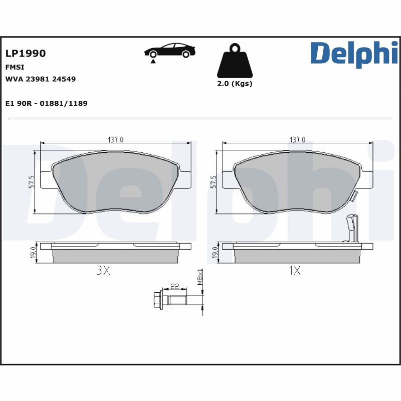 Brake Pad Set, disc brake - LP1990 DELPHI