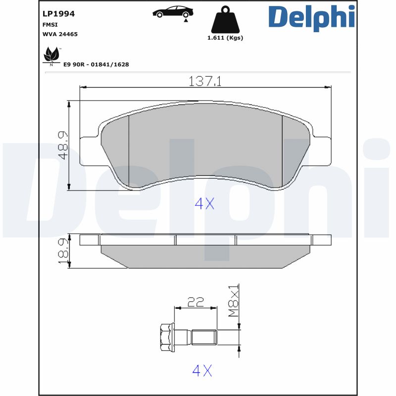 Brake Pad Set, disc brake - LP1994 DELPHI
