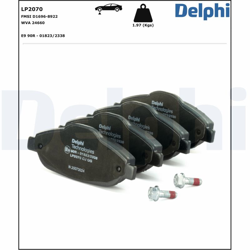 Комплект тормозных колодок, дисковый тормоз - LP2070 DELPHI