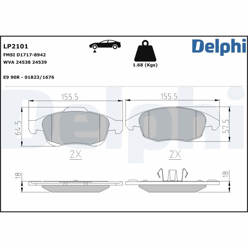 Kit pastiglie freno, Freno a disco - LP2101 DELPHI