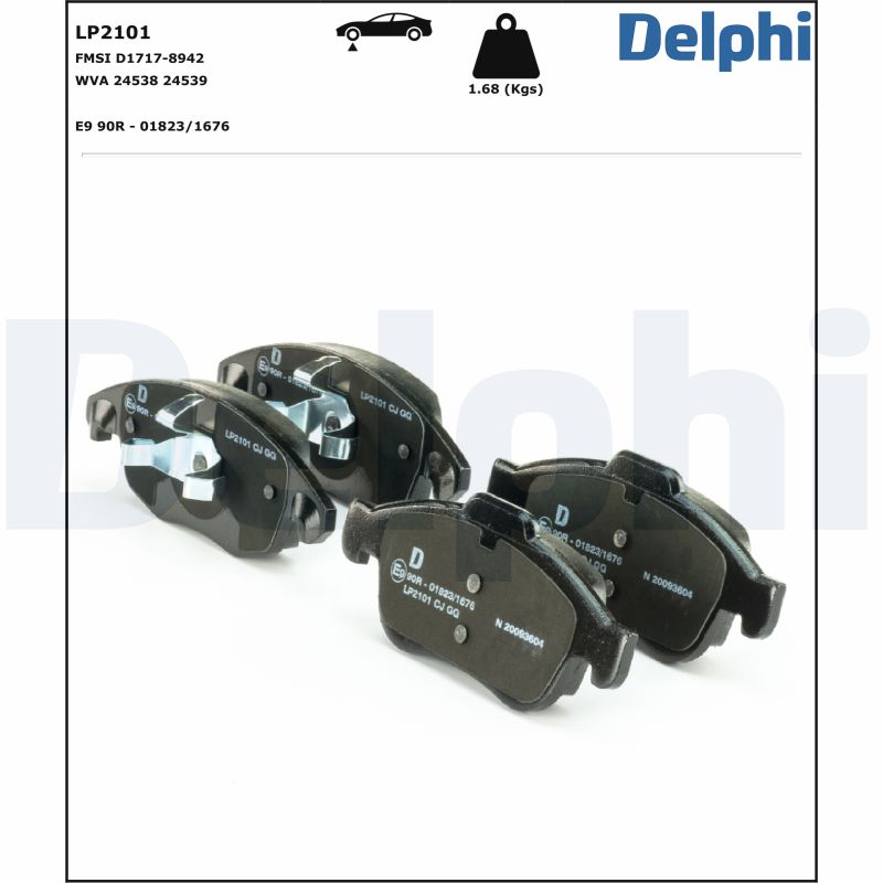 Комплект тормозных колодок, дисковый тормоз - LP2101 DELPHI