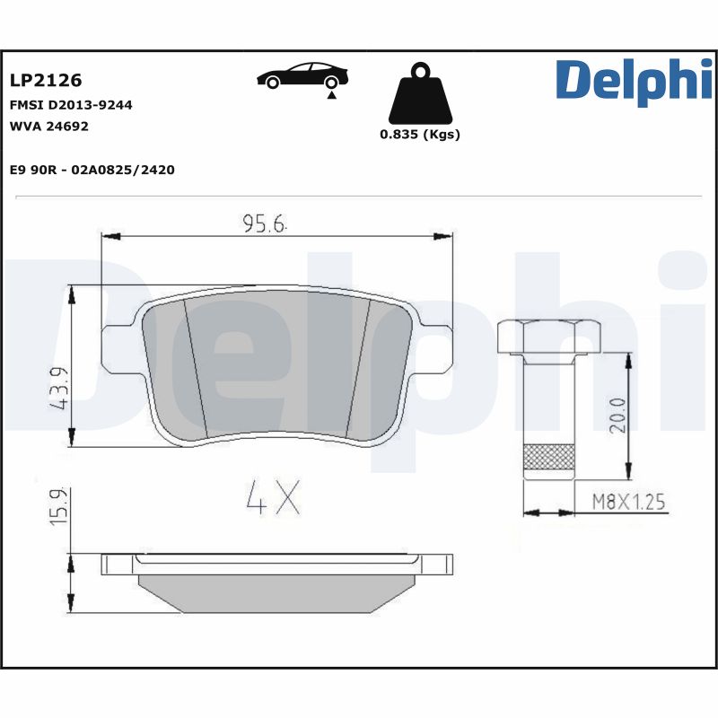 Kit pastiglie freno, Freno a disco - LP2126 DELPHI