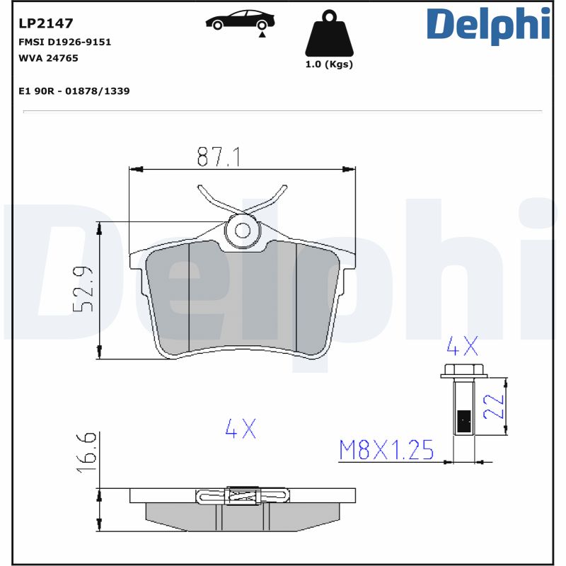 Brake Pad Set, disc brake - LP2147 DELPHI