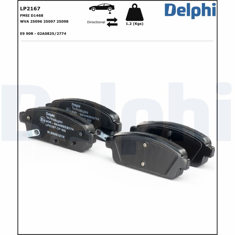 Brake Pad Set, disc brake - LP2167 DELPHI
