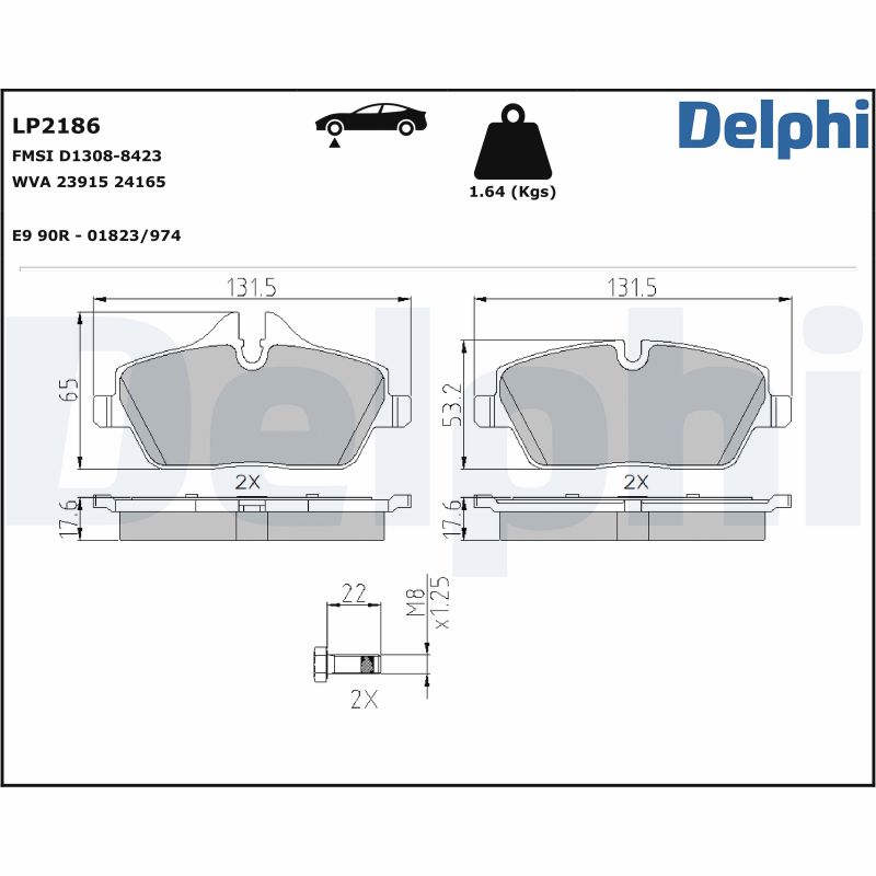 Brake Pad Set, disc brake - LP2186 DELPHI