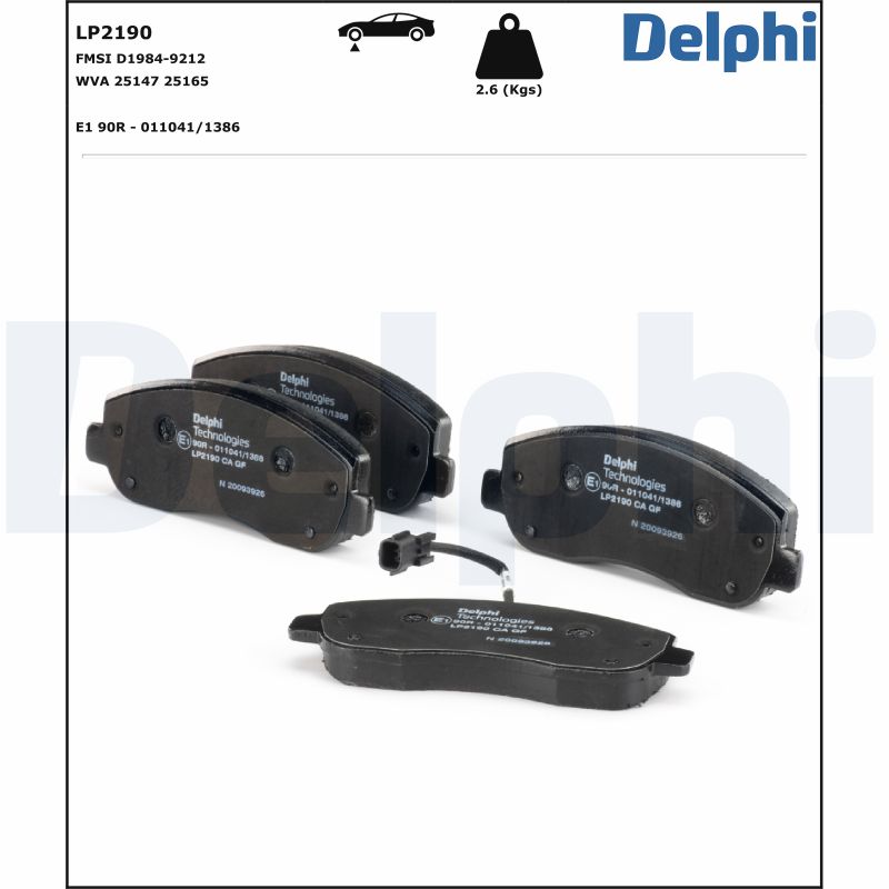Kit pastiglie freno, Freno a disco - LP2190 DELPHI