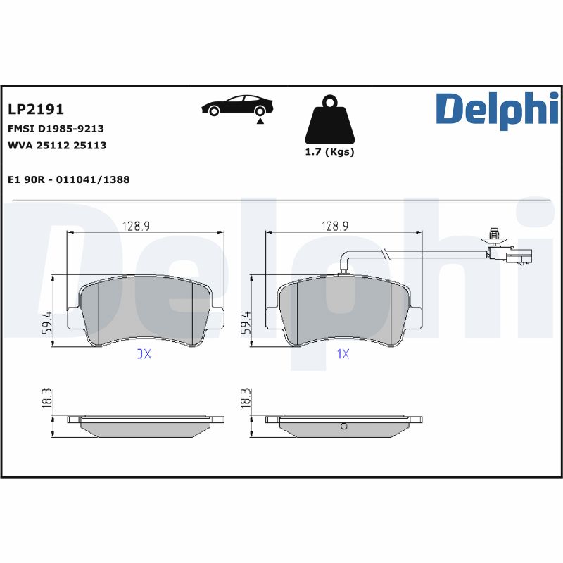 Kit pastiglie freno, Freno a disco - LP2191 DELPHI