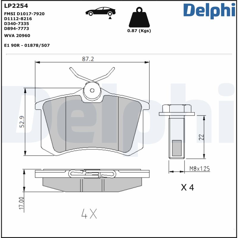 Kit pastiglie freno, Freno a disco - LP2254 DELPHI