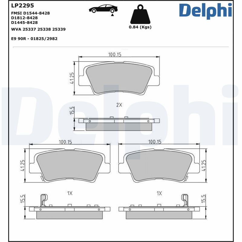 Brake Pad Set, disc brake - LP2295 DELPHI