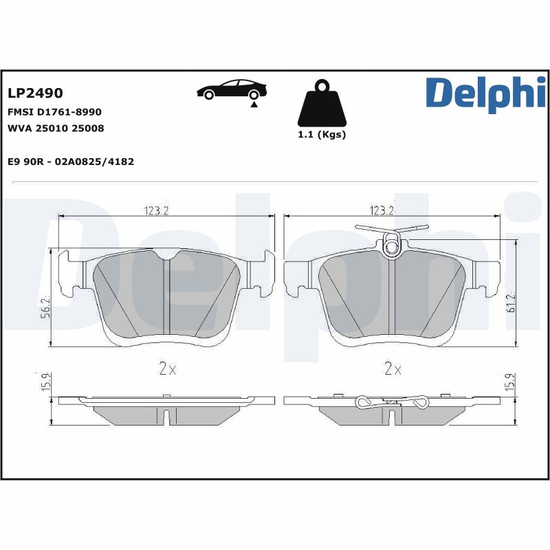 Kit pastiglie freno, Freno a disco - LP2490 DELPHI