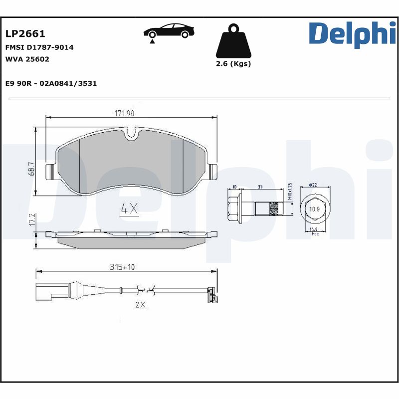 Brake Pad Set, disc brake - LP2661 DELPHI