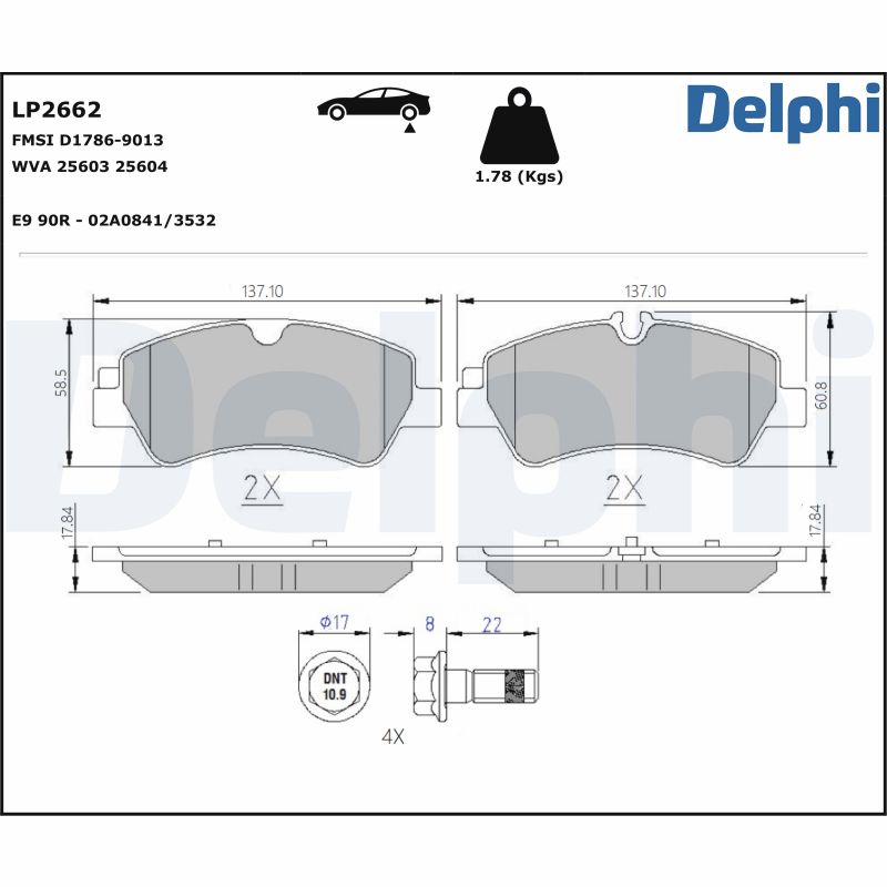 Brake Pad Set, disc brake - LP2662 DELPHI