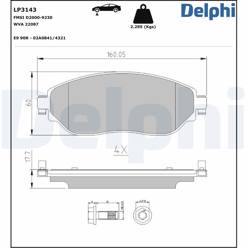 Brake Pad Set, disc brake - LP3143 DELPHI