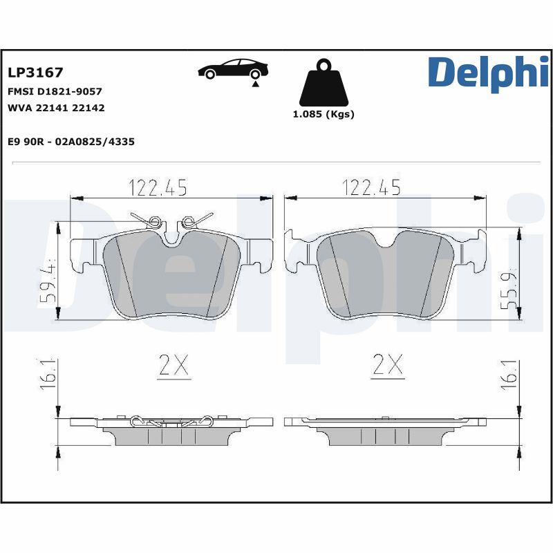 Brake Pad Set, disc brake - LP3167 DELPHI