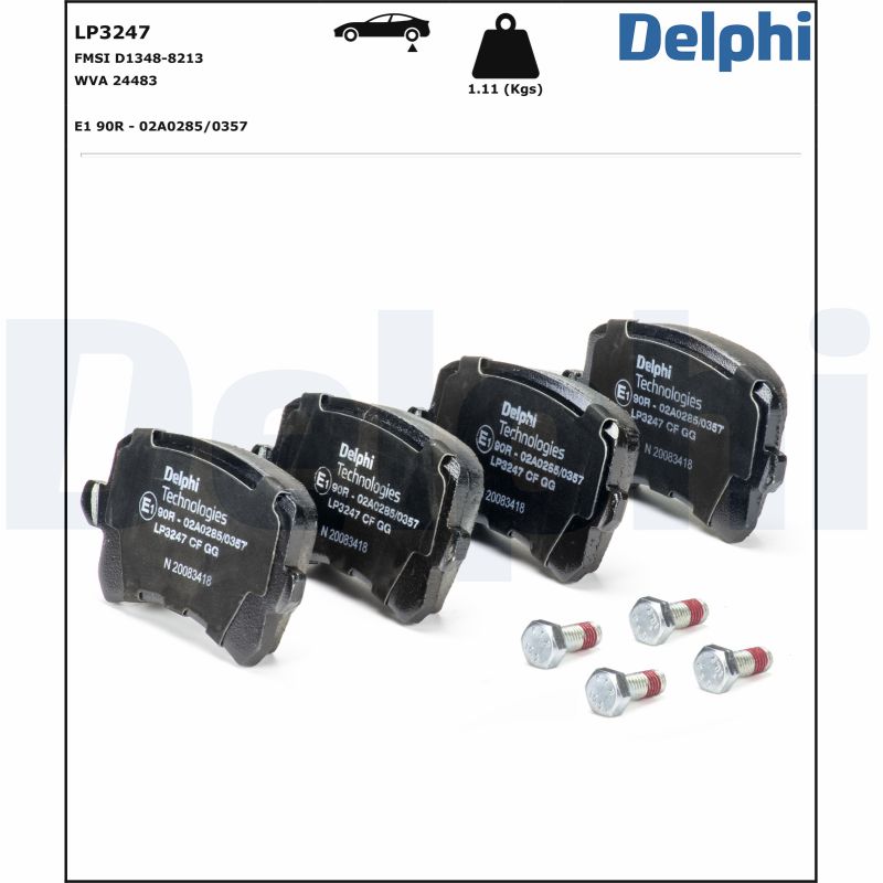 Комплект тормозных колодок, дисковый тормоз - LP3247 DELPHI