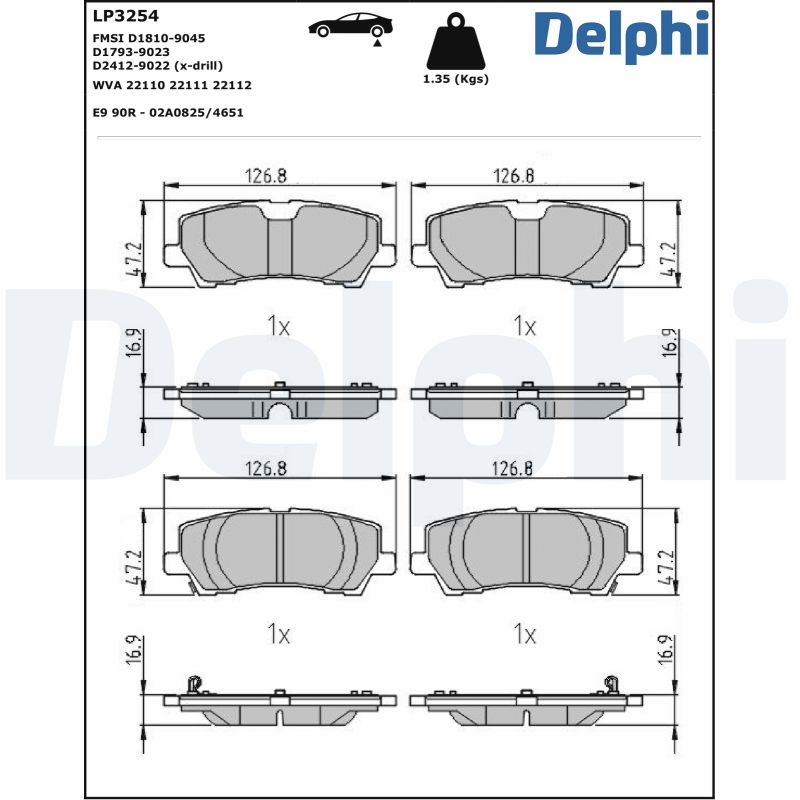 Brake Pad Set, disc brake - LP3254 DELPHI