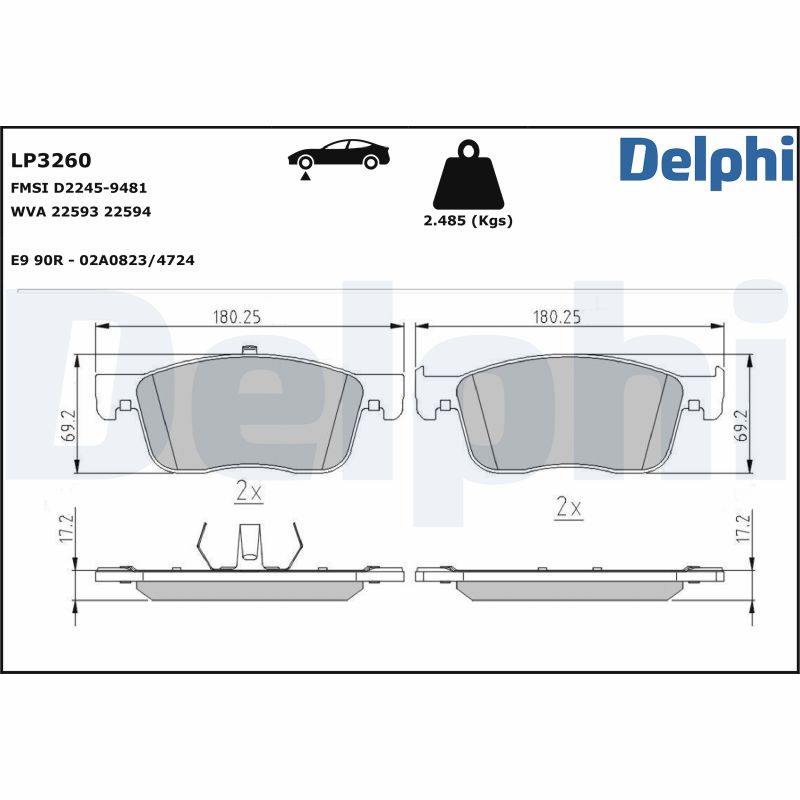 Brake Pad Set, disc brake - LP3260 DELPHI