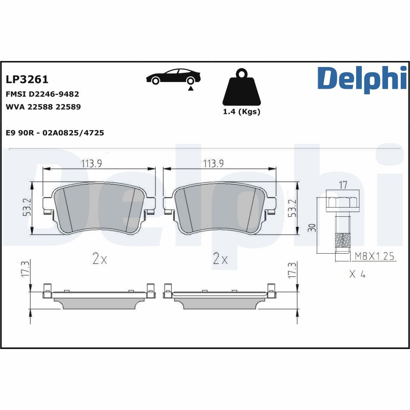 Brake Pad Set, disc brake - LP3261 DELPHI