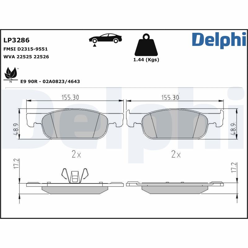 Brake Pad Set, disc brake - LP3286 DELPHI
