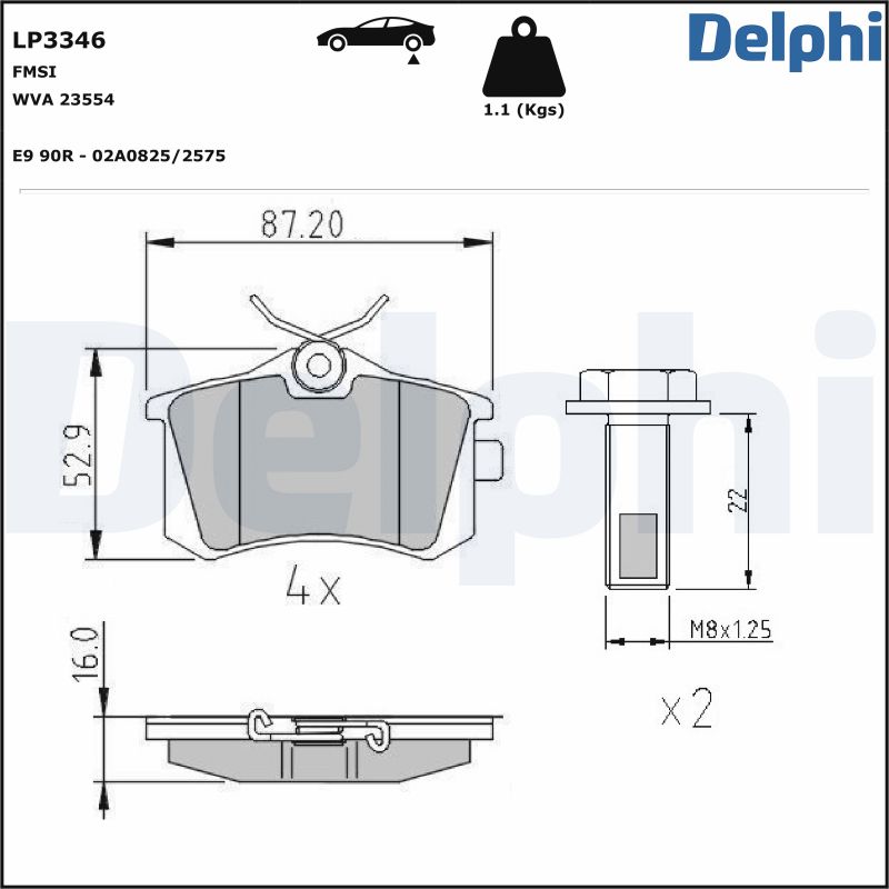 Brake Pad Set, disc brake - LP3346 DELPHI